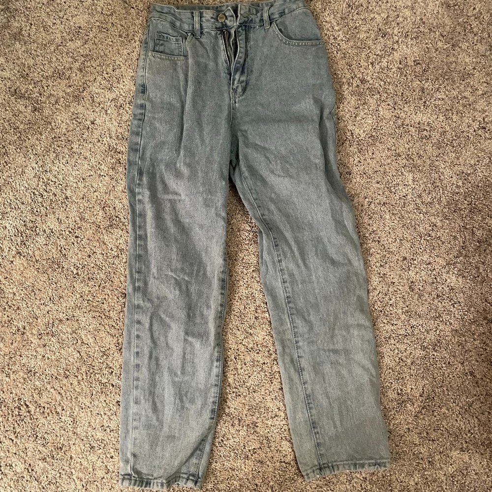 High waisted straight leg jeans